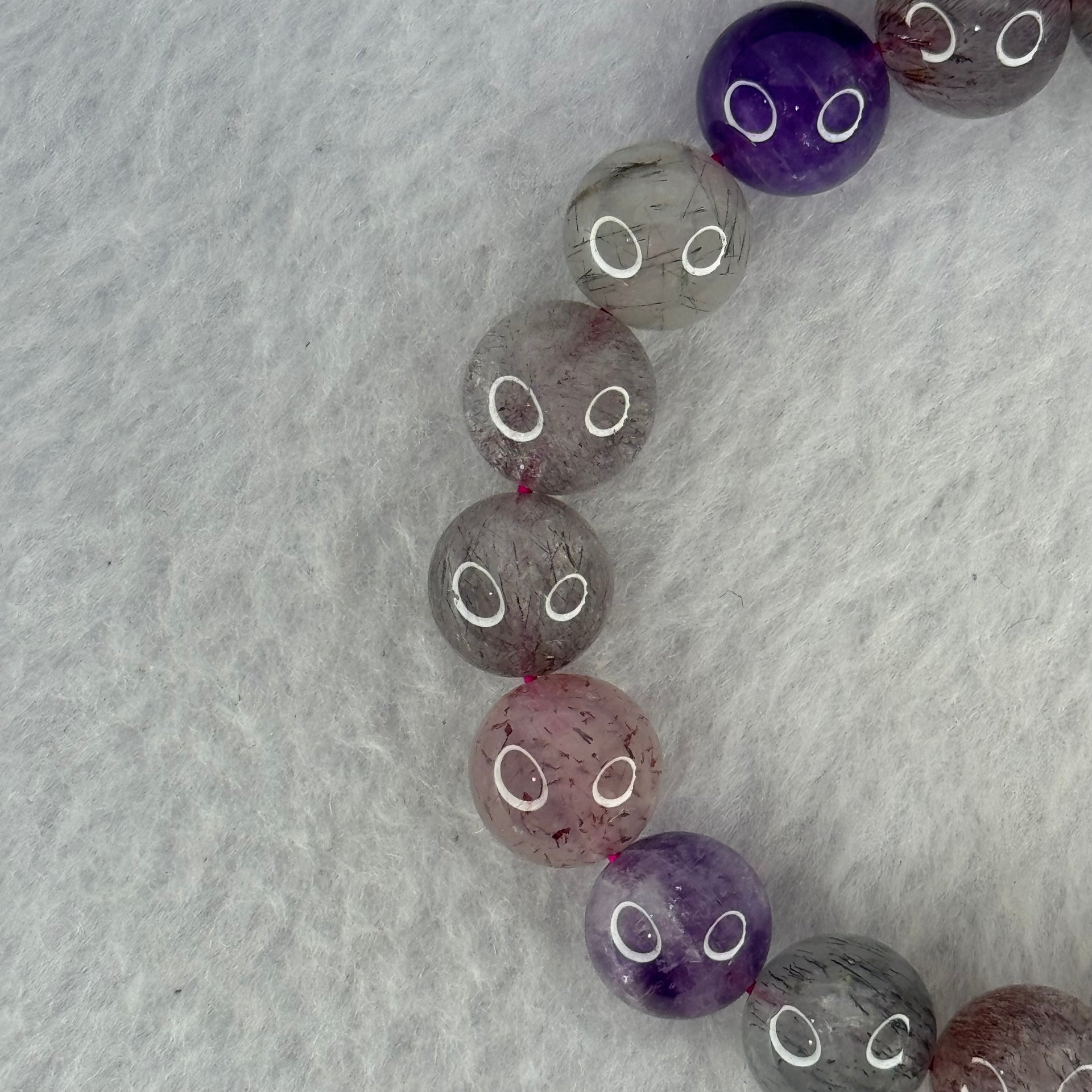 Natural Super 7 Beads Bracelet 32.42g 17.5cm 10.8mm 19 Beads - Huangs Jadeite and Jewelry Pte Ltd