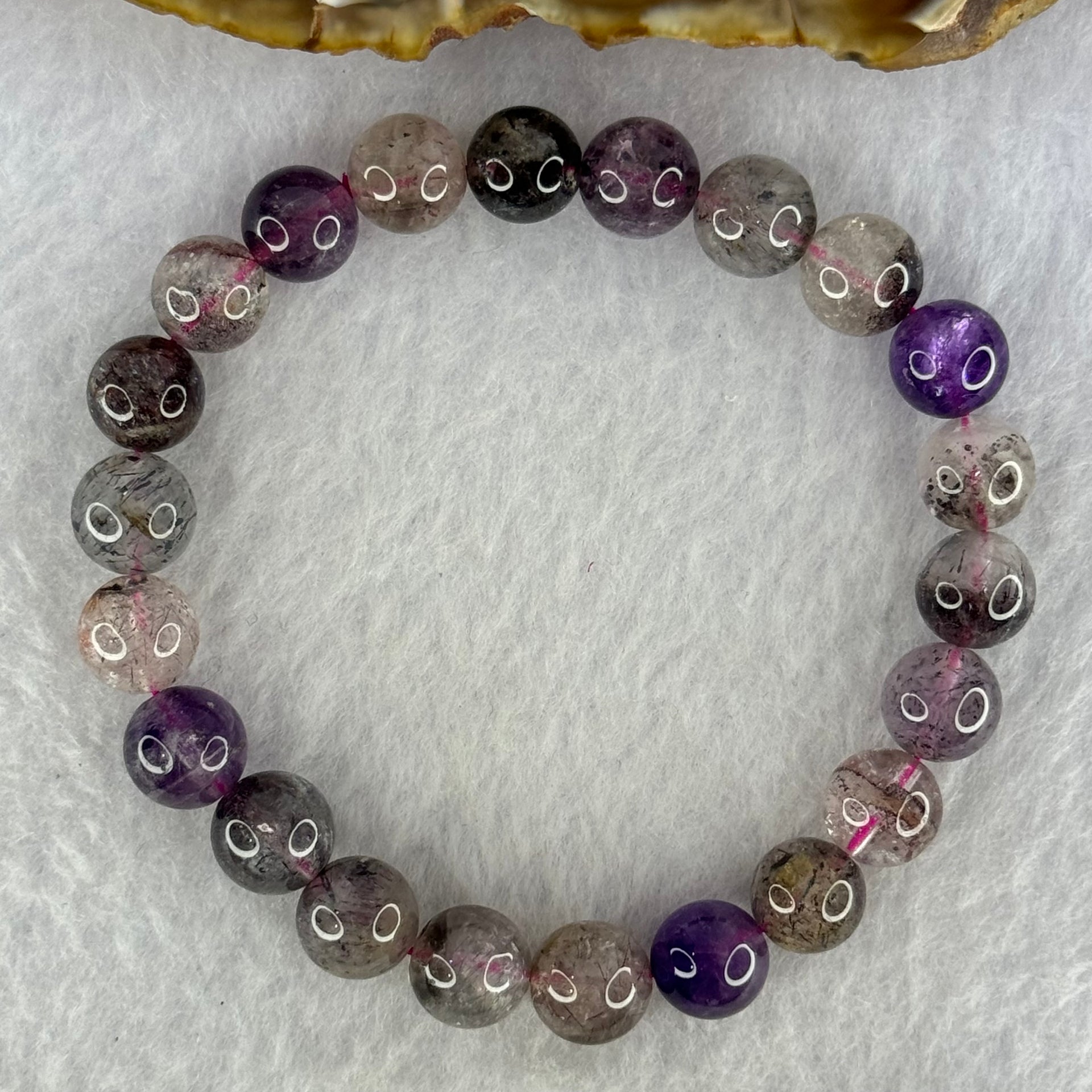 Natural Super 7 Beads Bracelet 23.17g 17cm 9.3mm 22 Beads - Huangs Jadeite and Jewelry Pte Ltd