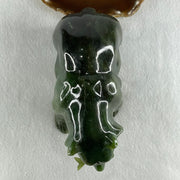 Natural Dark Green Serpentine Bear eating Fish Display 1,800.0g 180.5 by 82.0 by 107.0mm - Huangs Jadeite and Jewelry Pte Ltd