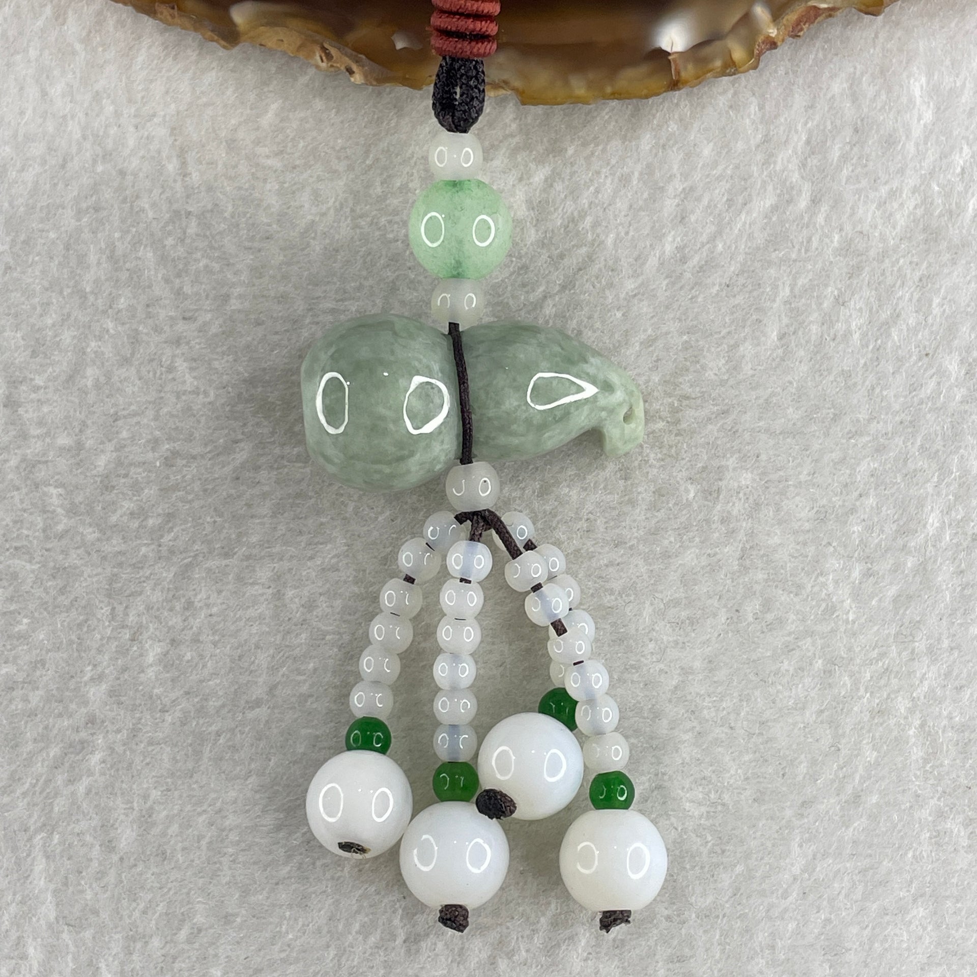 Natural Type A Green Jadeite Hulu Charm 24.96g 33.9 by 17.4mm - Huangs Jadeite and Jewelry Pte Ltd