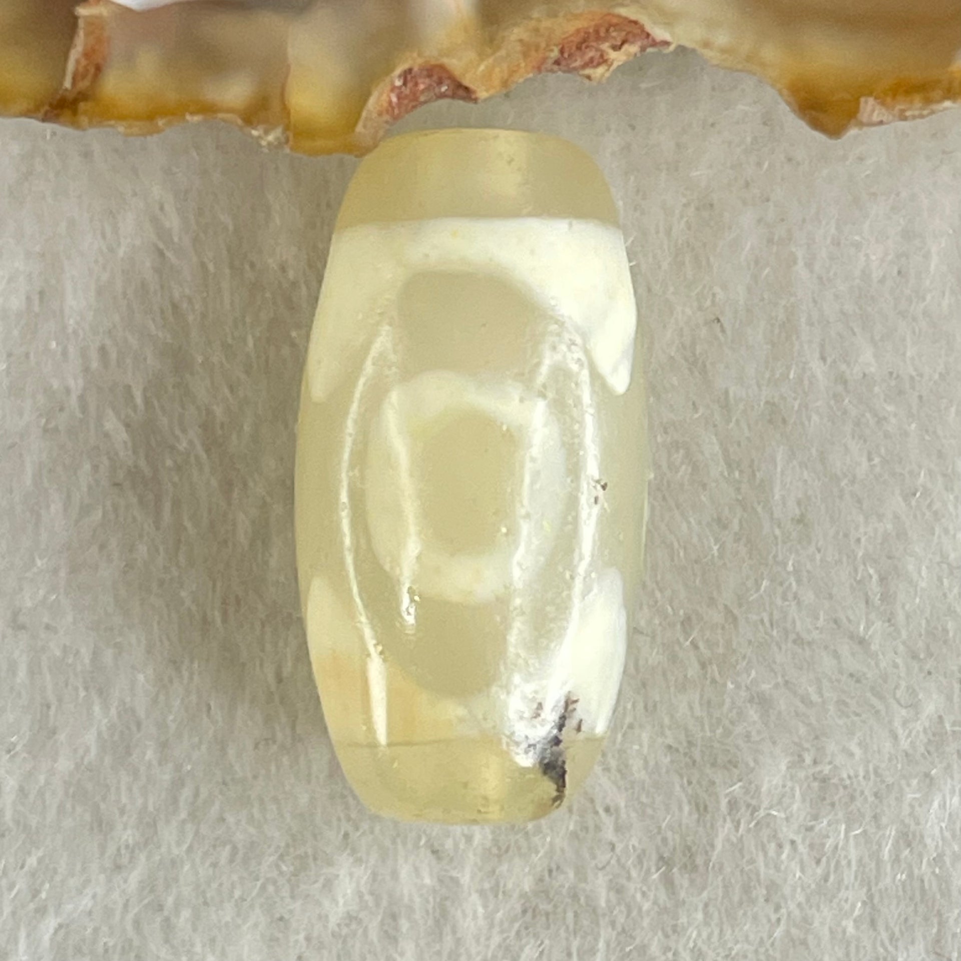 Natural Powerful Tibetan Old Oily Agate 3 Eyes Dzi Bead Heavenly Master (Tian Zhu) 三眼天诛 3.06g 20.1 by 10.3mm - Huangs Jadeite and Jewelry Pte Ltd