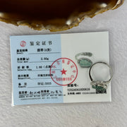 Type A Icy Blueish Jadeite Leaf with Crystals in S925 Sliver Ring (Adjustable Size) 2.60g 12.3 by 7.4 by 2.0mm - Huangs Jadeite and Jewelry Pte Ltd
