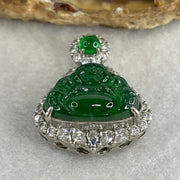 Natural Type A Omphacite Spicy Green Jadeite Milo Buddha Pendant in S925 Silver | (4.47g | 12.5 x 16.5 x 3.0mm | Power Catalyst, Laughing Buddha Joy & Fortune Anchor, Feng Shui Harmony & Abundance Pendant) - Huangs Jadeite and Jewelry Pte Ltd