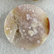 Natural Pink Flower Agate Set Bangle 104.16g Inner Diameter 56.0mm 10.8 by 5.2mm (Very Very Slight External Rough) - Huangs Jadeite and Jewelry Pte Ltd