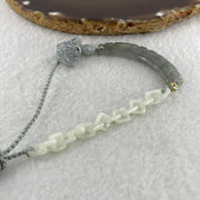 Natural Type A Semi Icy Wuji Grey Jadeite Ruyi with Flower and Butterfly Necklace 12.14g 50.1 by 12.6 by 3.9mm - Huangs Jadeite and Jewelry Pte Ltd