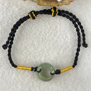 Type A Blueish Green Jadeite Ping An Kou Donut With String Bracelet 2.63g 14.9 by 6.6mm - Huangs Jadeite and Jewelry Pte Ltd