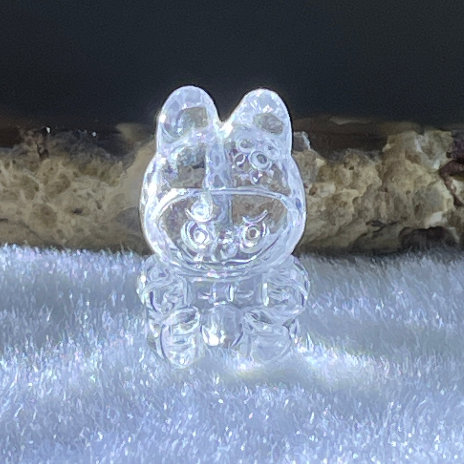Natural Clear Quartz Labubu Charm Display 3.49g 19.2 by 12.3 by 11.1mm - Huangs Jadeite and Jewelry Pte Ltd