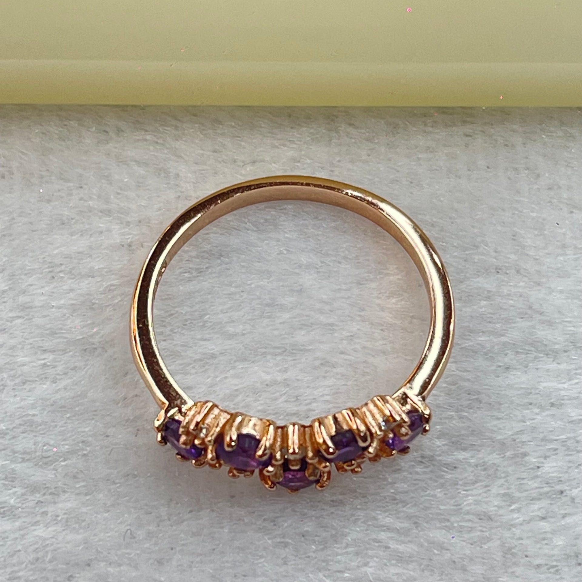 Natural Deep Purple Amethyst with Crystals in S925 Sliver Rose Gold Colour Ring 1.62g US6 HK13 3.0 by 2.0mm  9pcs - Huangs Jadeite and Jewelry Pte Ltd