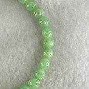 Type A Intense Bright Apple Green Jadeite Beads Bracelet 11.50g 15cm 6.1mm 30 Beads - Huangs Jadeite and Jewelry Pte Ltd