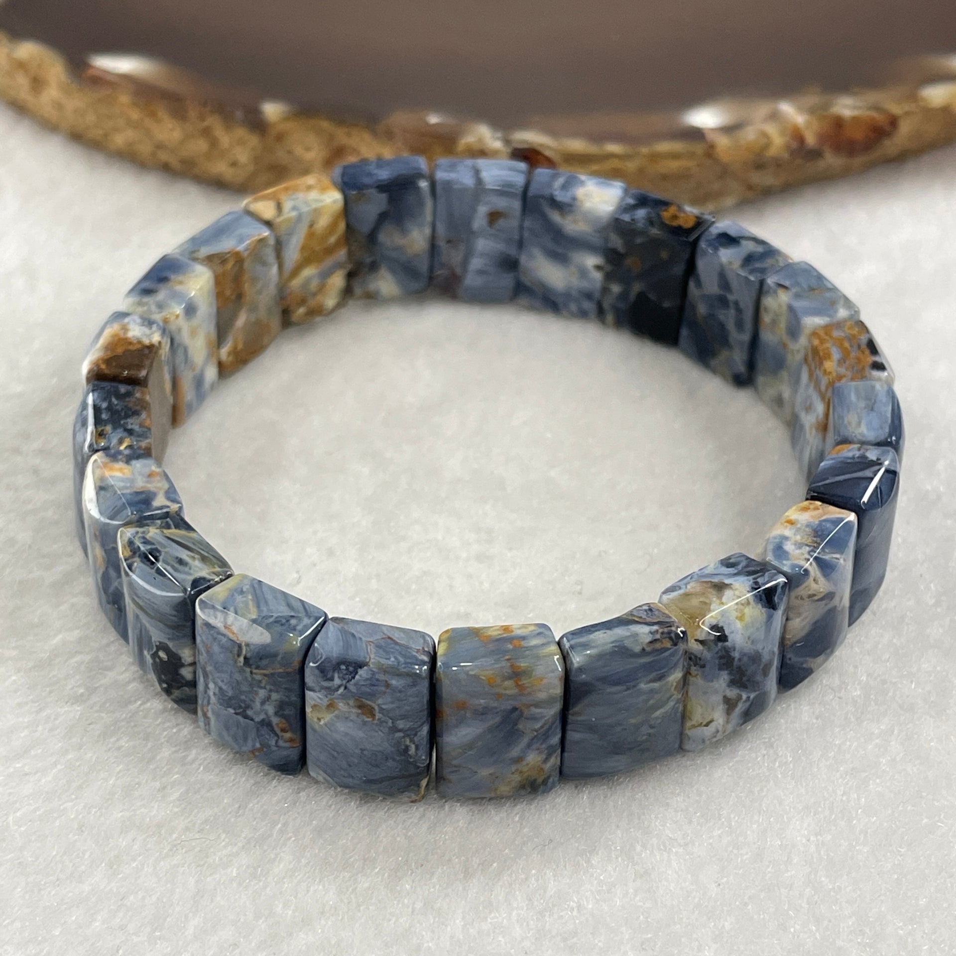Good Grade Natural Pietersite Shou Pai Bracelet 29.12g 17cm 13.2mm 22 Pcs - Huangs Jadeite and Jewelry Pte Ltd
