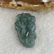 Natural Type A Blueish Green Jadeite 9 Tail Fox Pendant 4.65g 27.6 by 15.3 by 6.0mm - Huangs Jadeite and Jewelry Pte Ltd