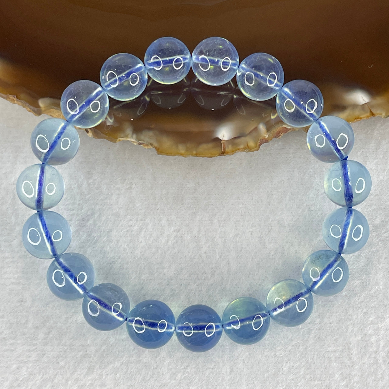 Certified Very Good Natural Transparent Aquamarine Beads Bracelet 31.36g 16.5cm 10.8mm 19 Beads