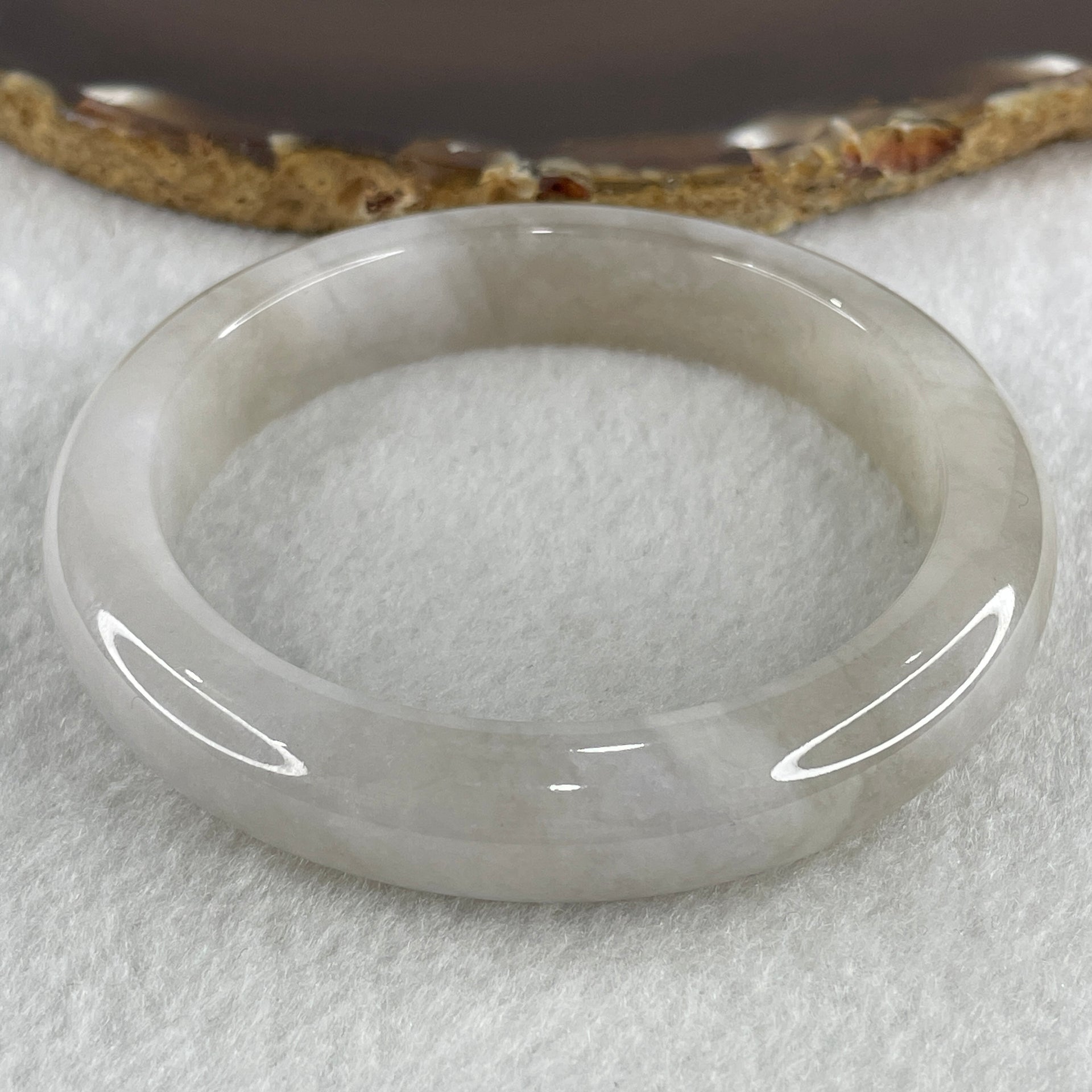Certified Natural Type A Faint Lavender to Faint Brownish Piao Hua Jadeite Bangle 64.36g Internal Diameter 59.1mm by 12.3 by 9.6mm (Close to Perfect) - Huangs Jadeite and Jewelry Pte Ltd
