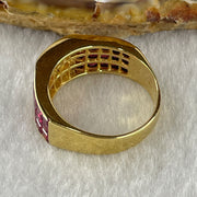 Natural Princess Square Cut Shape Rubies with Natural Diamonds in 18K Yellow Gold Ring R2.6cts D1.0 Total 5.83g US6.75 HK15 - Huangs Jadeite and Jewelry Pte Ltd