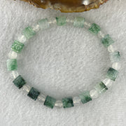 Certified Natural Type A Light Green Jadeite Lulutong Beads with Natural White Agate Beads Bracelet 13.91g 15.5cm 6.1mm 16 Pieces - Huangs Jadeite and Jewelry Pte Ltd