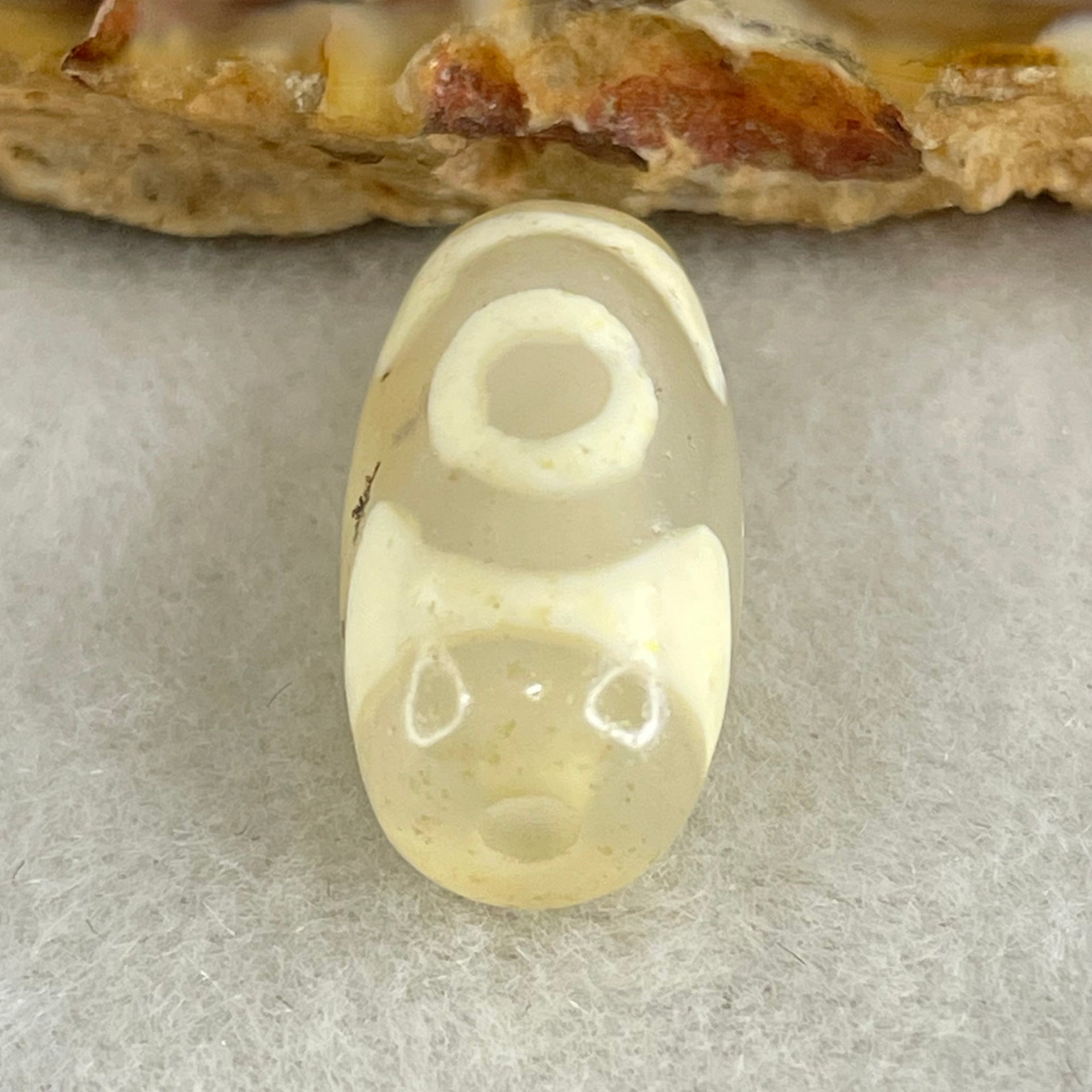 Natural Powerful Tibetan Old Oily Agate 3 Eyes Dzi Bead Heavenly Master (Tian Zhu) 三眼天诛 2.95g 19.2 by 10.2mm - Huangs Jadeite and Jewelry Pte Ltd