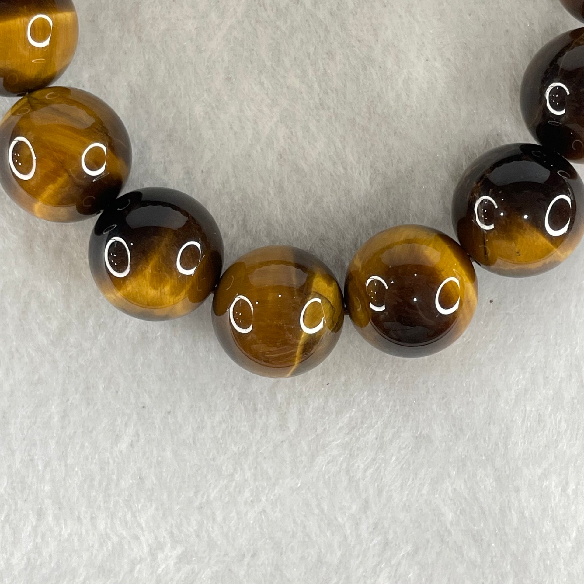 Natural Yellow Tiger's Eye Quartz Beads Bracelet 60.03g 16.5cm 14.2mm 15 Beads - Huangs Jadeite and Jewelry Pte Ltd