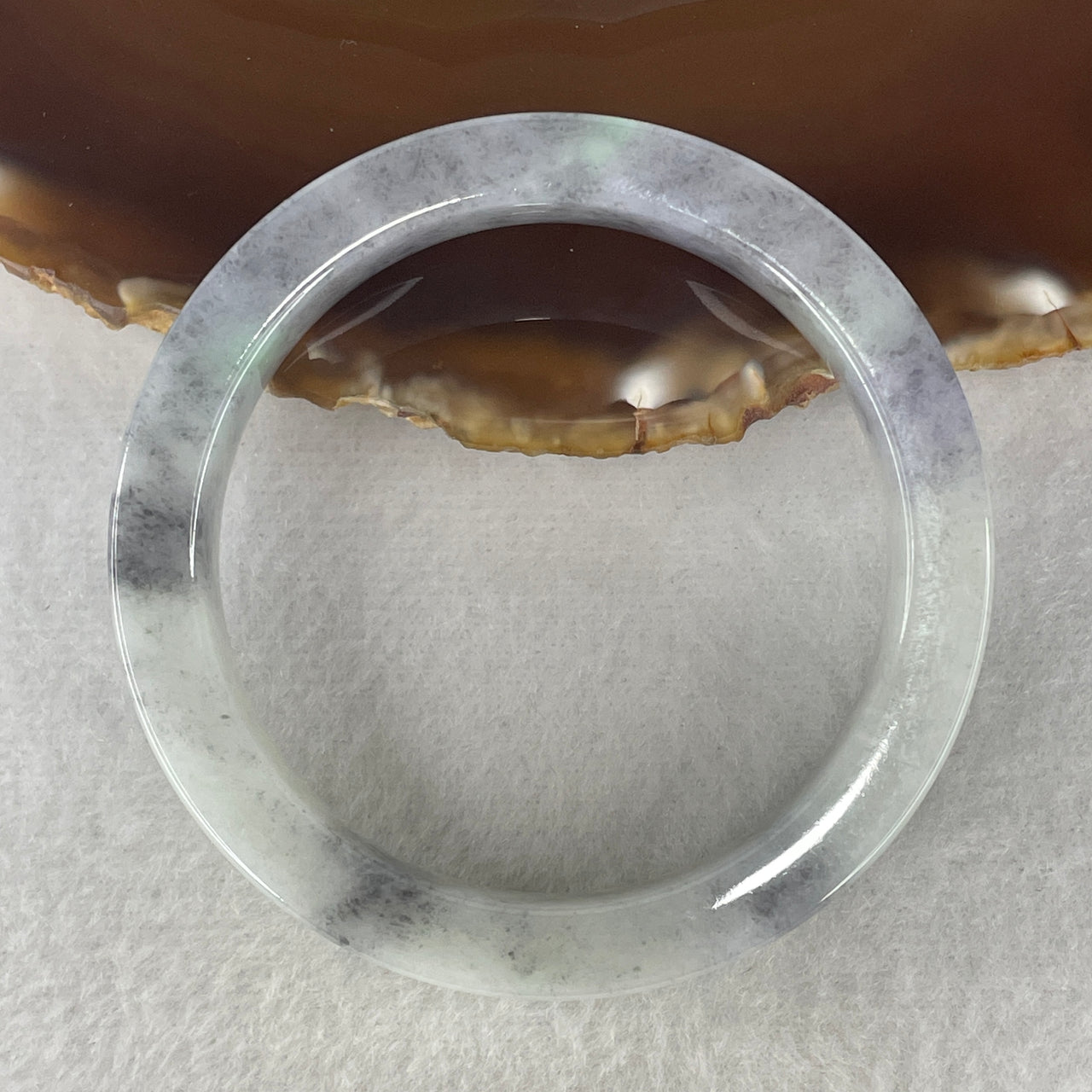 Natural Type A Multicolor Jadeite Bangle | 52.7mm Ink-Grey "Wuji" with Light Blueish-Green Ripples | Very Slight Internal Lines  "Fei Cui" Round Wrist Heirloom (50.77g 11.2x7.4mm)