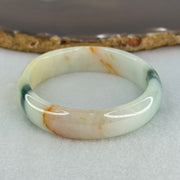 Type A Light Green with Blueish Green and Yellow Jadeite Oval Bangle Internal Diameter 55.8mm 36.00g 12.4 by 5.7mm (Slight Difference External Line) - Huangs Jadeite and Jewelry Pte Ltd