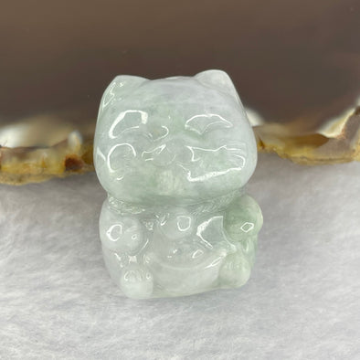 Type A Green Lavender Jadeite Fortune Cat 招财猫 16.50g 29.5 by 21.6 by 12.6mm - Huangs Jadeite and Jewelry Pte Ltd