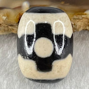 Natural Powerful Tibetan Old Oily Dark Brown With White Agate 3 Eyes Dzi Bead Heavenly Master (Tian Zhu) 三眼天诛 4.84g 17.7 by 13.3mm - Huangs Jadeite and Jewelry Pte Ltd