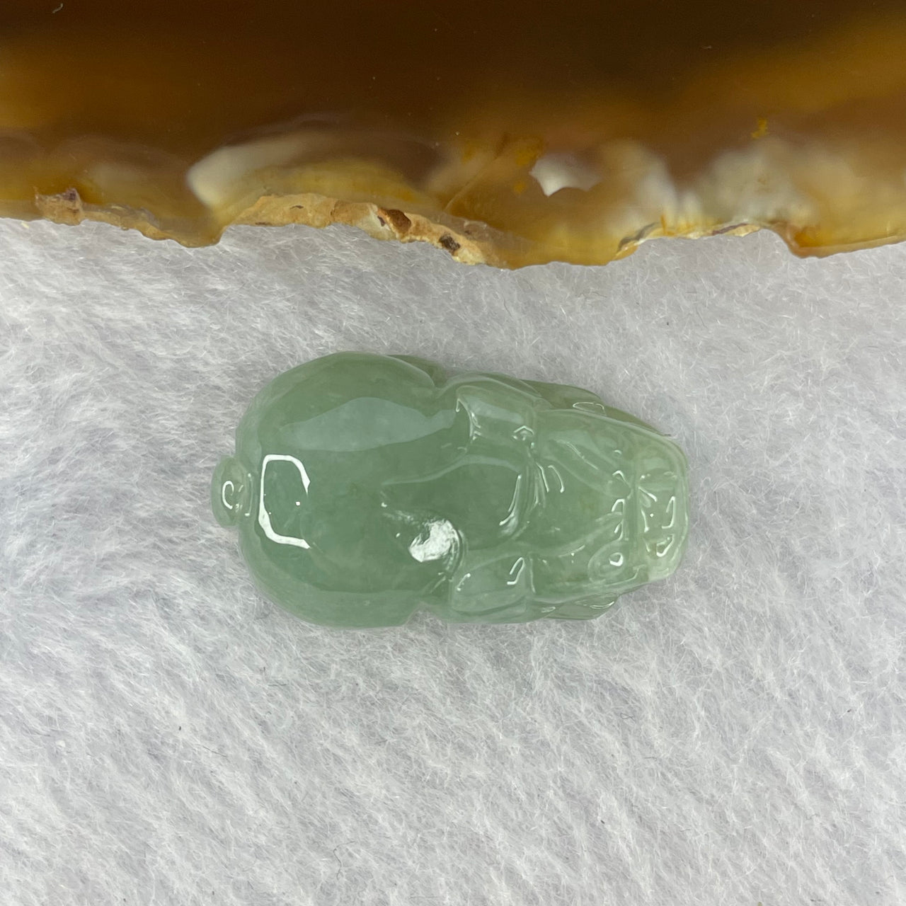 Type A Jelly Green Jadeite Pixiu Pendent A货浅绿色翡翠貔貅牌 7.21g 23.8 by 14.6 by 10.3 mm - Huangs Jadeite and Jewelry Pte Ltd