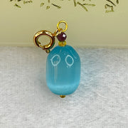 Blue Cat's Eye Glass Charm Pendent 2.31g 13.7 by 9.7mm - Huangs Jadeite and Jewelry Pte Ltd