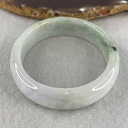 Natural Type A Light Lavender with Green Jadeite Oval Bangle 50.92g Inner Diameter 57.2mm 14.3 by 7.2mm (Slight External Rough) - Huangs Jadeite and Jewelry Pte Ltd