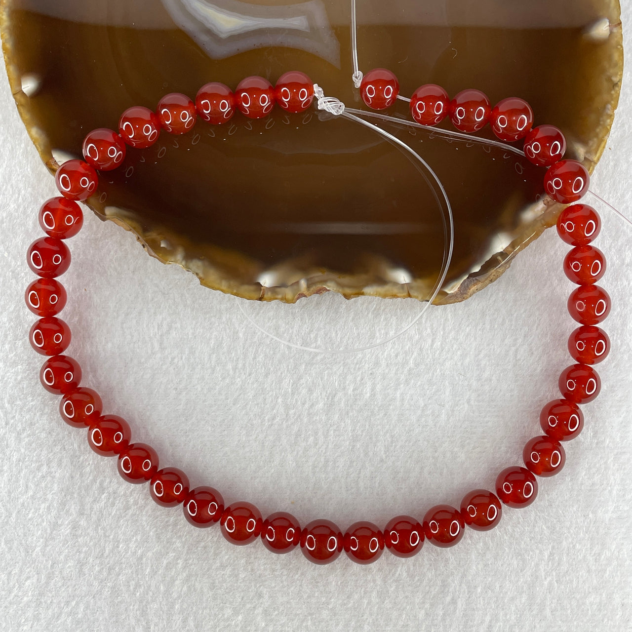 Certified Natural Red Agate Chalcedony Beads Loose Beads for Bracelet 49.56g 36.5cm 10.3mm 38 Beads