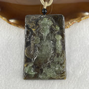 Translucent dark brown jadeite pendant carved as Cai Shen, Chinese God of Fortune
