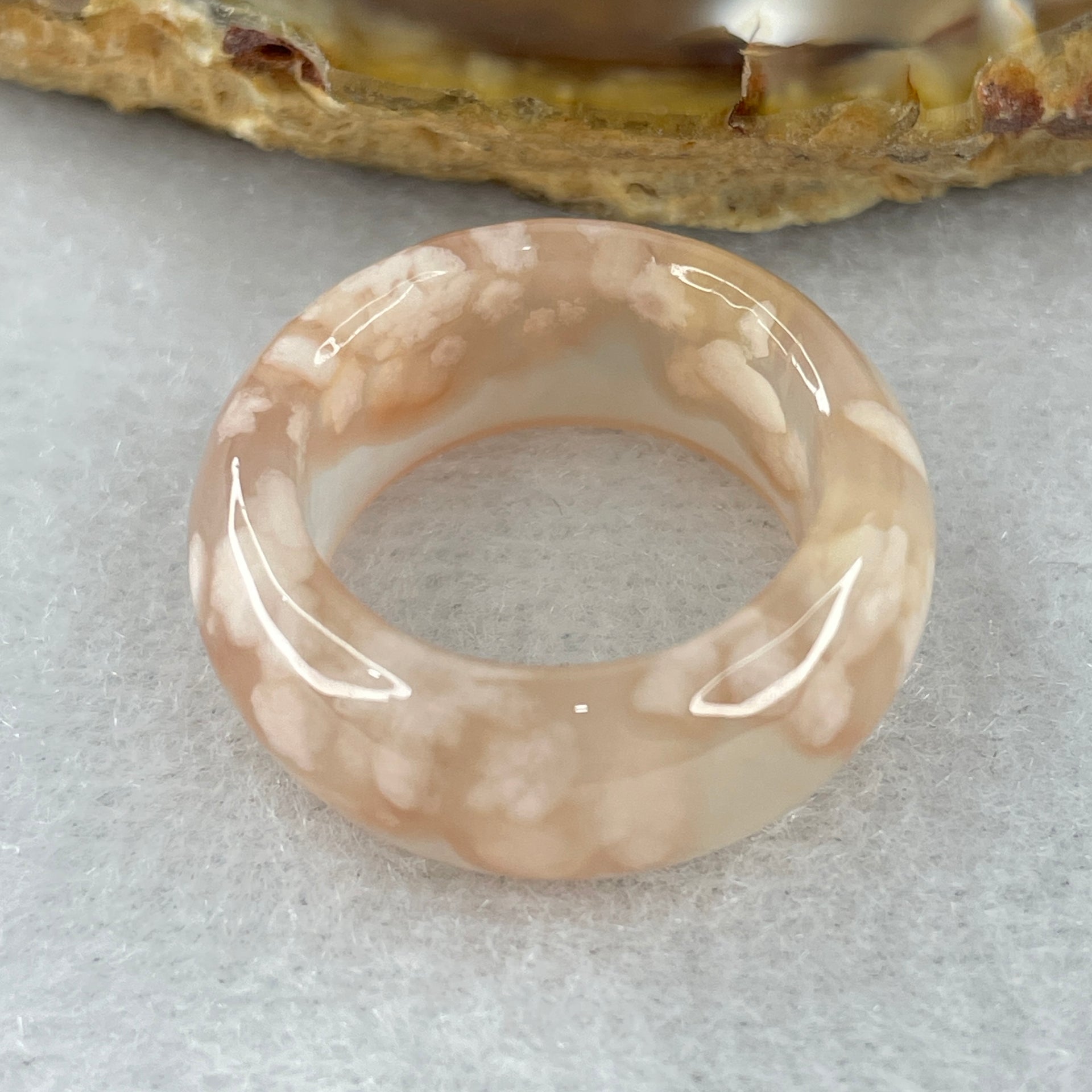 Natural Pinkish Flower Agate Ring 5.16g 9.5 by 4.0mm US 6.8 HK 15 - Huangs Jadeite and Jewelry Pte Ltd