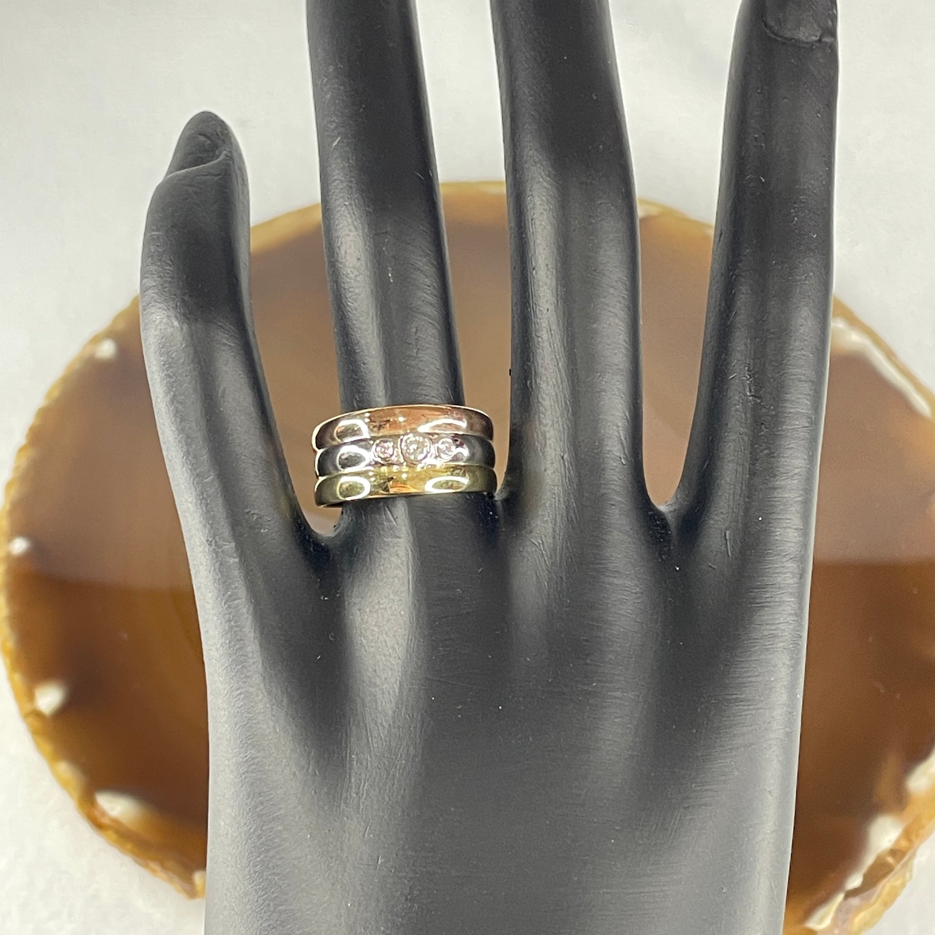 Natural Diamonds in 14K Rose and White Gold Ring Total Weight 6.53g US8 HK17.75 - Huangs Jadeite and Jewelry Pte Ltd