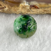 Natural Type A Lao Keng Old Mine Green Jadeite Flora Carving Bead Charm 1.36g 11.4mm - Huangs Jadeite and Jewelry Pte Ltd