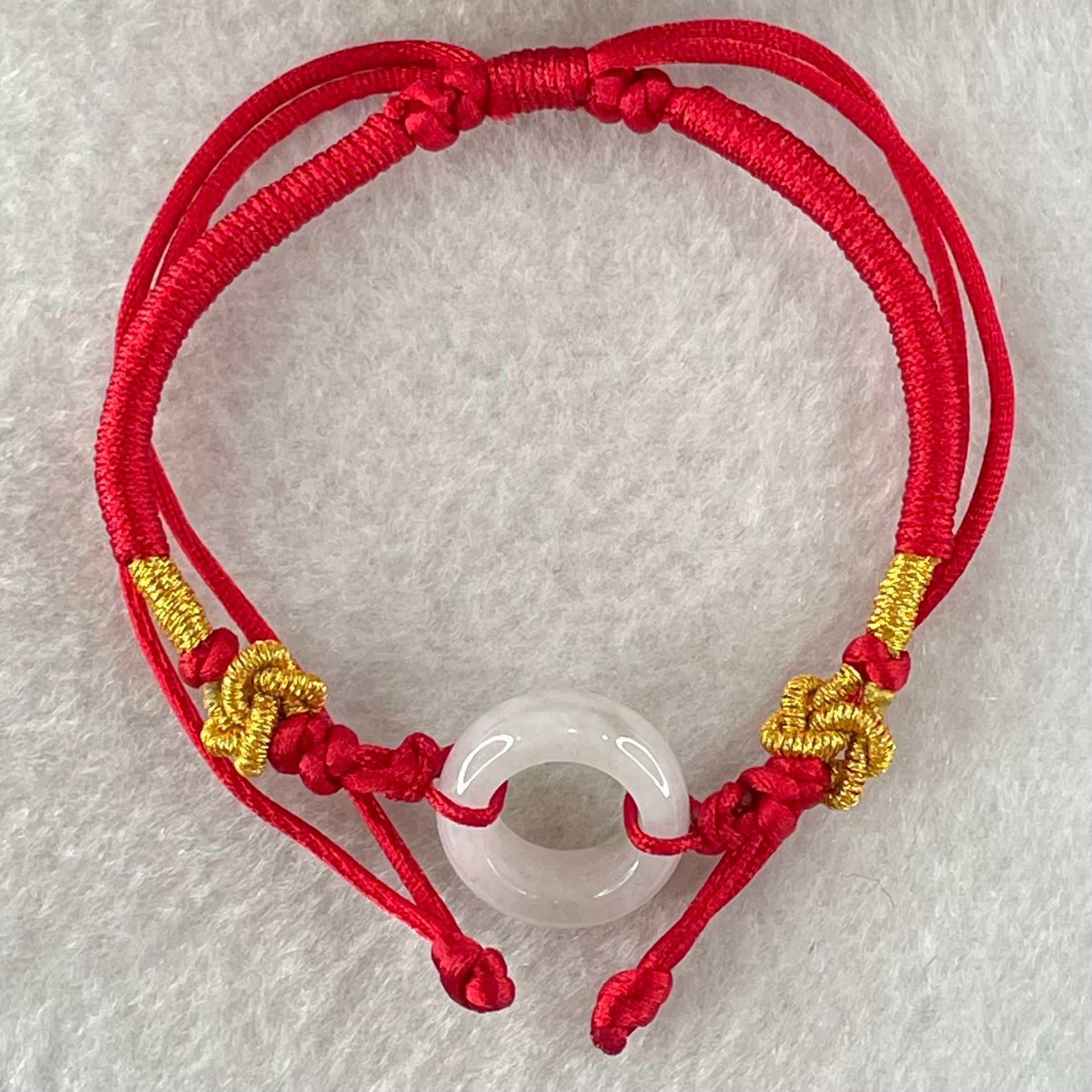 Type A Faint Lavender Jadeite Ping An Kou String Bracelet 2.91g 15.0 by 5.8mm - Huangs Jadeite and Jewelry Pte Ltd