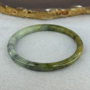 Type A Brownish Green with Green Piao Hua Jadeite Bangle 19.16g Internal Diameter 53.5mm 6.5 by 6.7mm (Slight External Line) - Huangs Jadeite and Jewelry Pte Ltd
