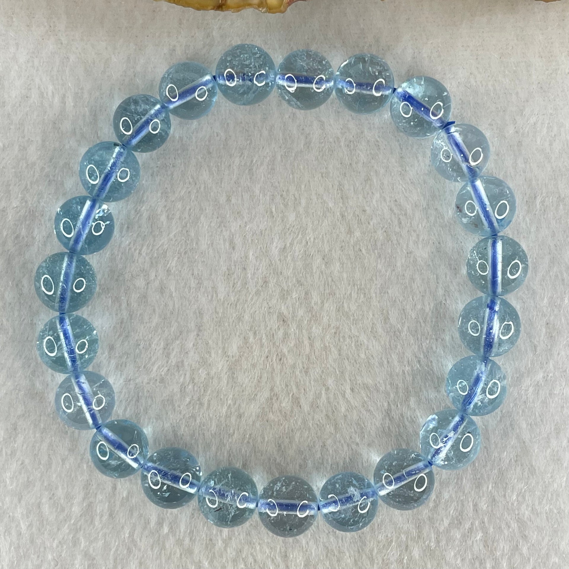 Above Average Natural Blue Topaz Beads Bracelet 23.57g 15.5cm 8.3mm 23 Beads - Huangs Jadeite and Jewelry Pte Ltd