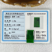 Rare Good Grade Type A Old Mine Spicy Green Jadeite Rectangle Wu Shi Pai Stone Setting 1.45g 22.5 by  12.7 by 1.7mm - Huangs Jadeite and Jewelry Pte Ltd