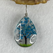 Man Made Bule with Brown Glass Tree Charm 5.11g 24.8 by 18.0 by 9.8mm - Huangs Jadeite and Jewelry Pte Ltd