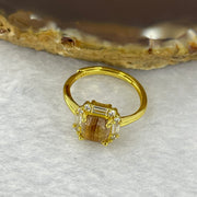 Natural Golden Rutilated Quartz in 925 Sliver Ring (Gold Color) 1.90g 5.8 by 3.5 mm Adjustable Size - Huangs Jadeite and Jewelry Pte Ltd