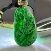 Grand Master Type A Spicy Green Jadeite Dragon 38.59g 54.6 by 31.6 by 11.3mm - Huangs Jadeite and Jewelry Pte Ltd