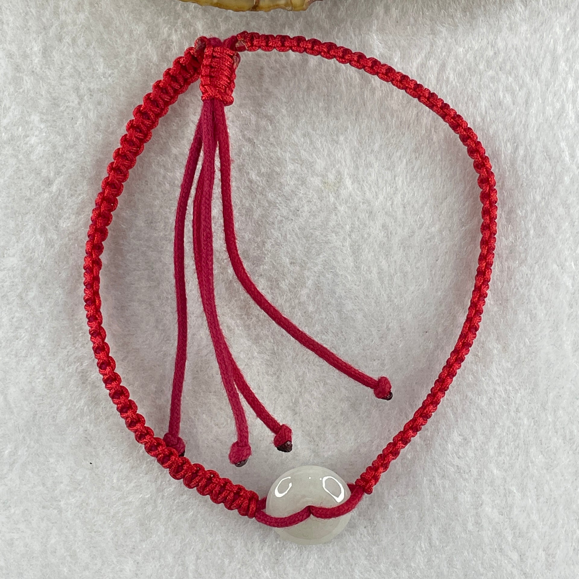 Type A Natural White Jadeite Ping An Kou Donut In String Bracelet4.18g 14.4 by 5.8mm - Huangs Jadeite and Jewelry Pte Ltd