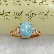 Natural Larimar in S925 Silver Rose Gold Color Ring (Adjustable Size) 2.21g 10.1 by 7.9 by 5.5mm - Huangs Jadeite and Jewelry Pte Ltd
