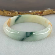 Type A Light Green with Blueish Green and Yellow Jadeite Oval Bangle Internal Diameter 55.8mm 36.00g 12.4 by 5.7mm (Slight Difference External Line) - Huangs Jadeite and Jewelry Pte Ltd