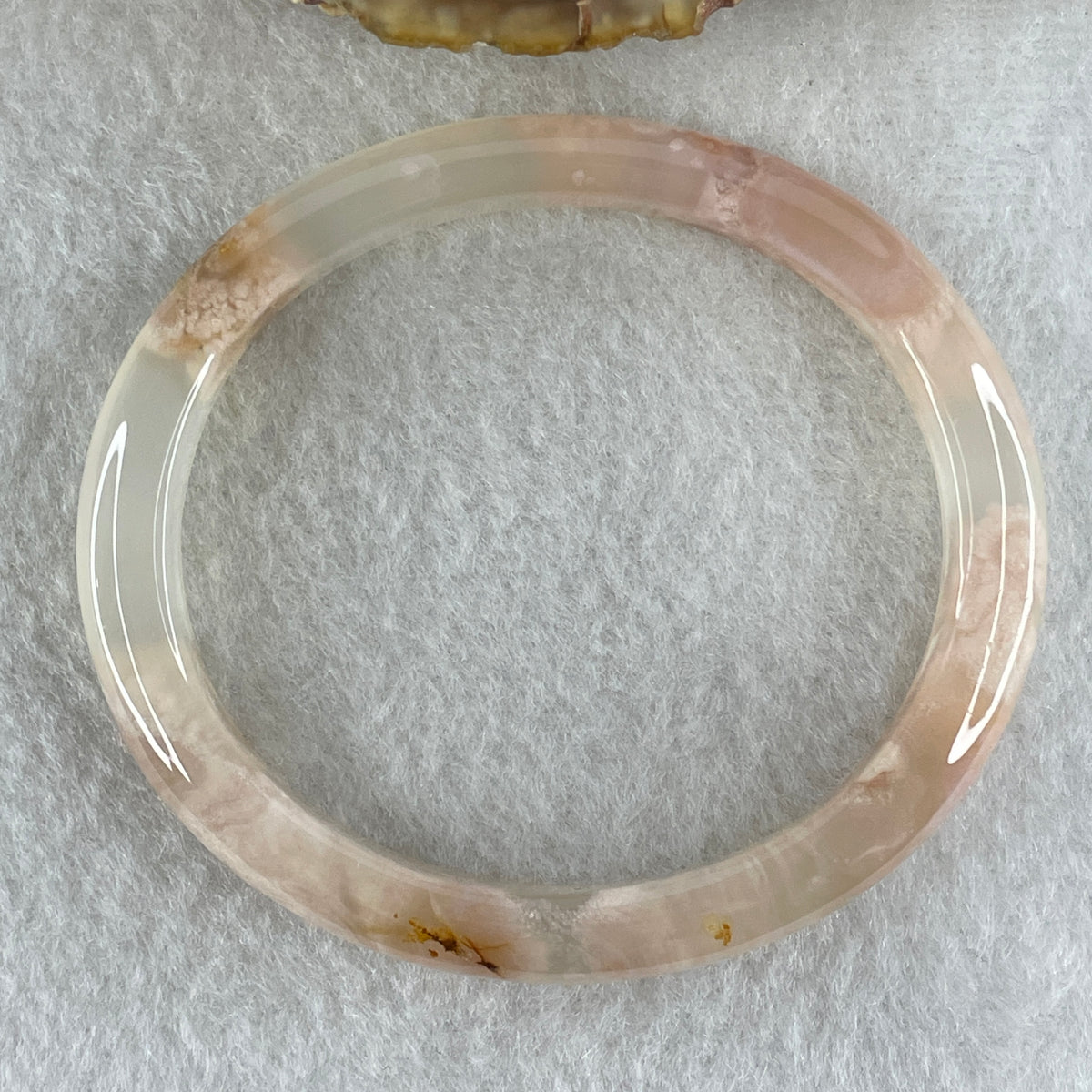 Natural Pink Flower Agate Oval Bangle Set | (63.99g | 54.6mm ID| 8.2 x 7.1mm | Blooming Self-Love & Emotional Renewal Anchor, Feng Shui Harmony & Petite Guifei Stacking Bangle Set) - Huangs Jadeite and Jewelry Pte Ltd