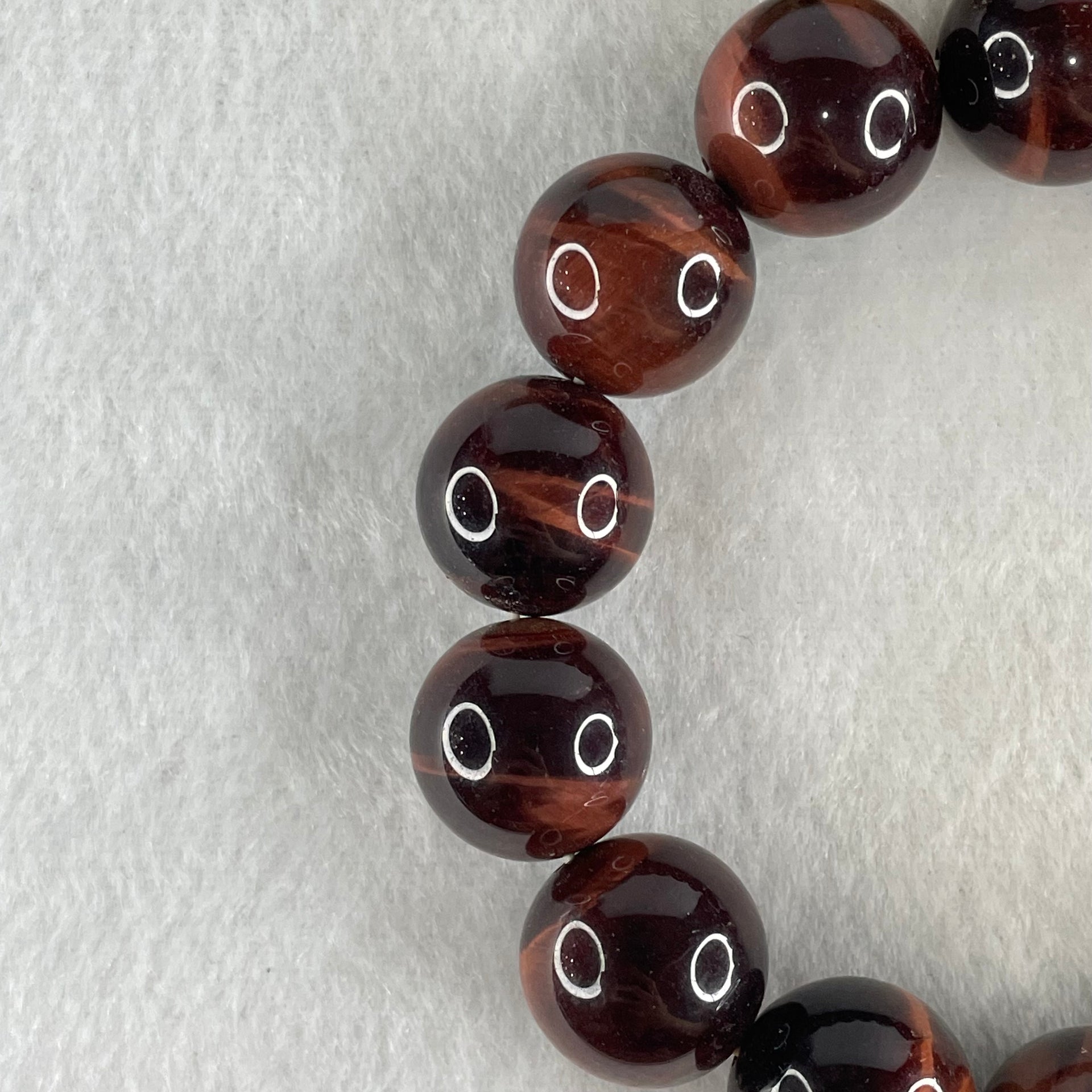 Natural Red Tiger's Eye Quartz Beads Bracelet 78.81g 17cm 16.0mm 14 Beads - Huangs Jadeite and Jewelry Pte Ltd