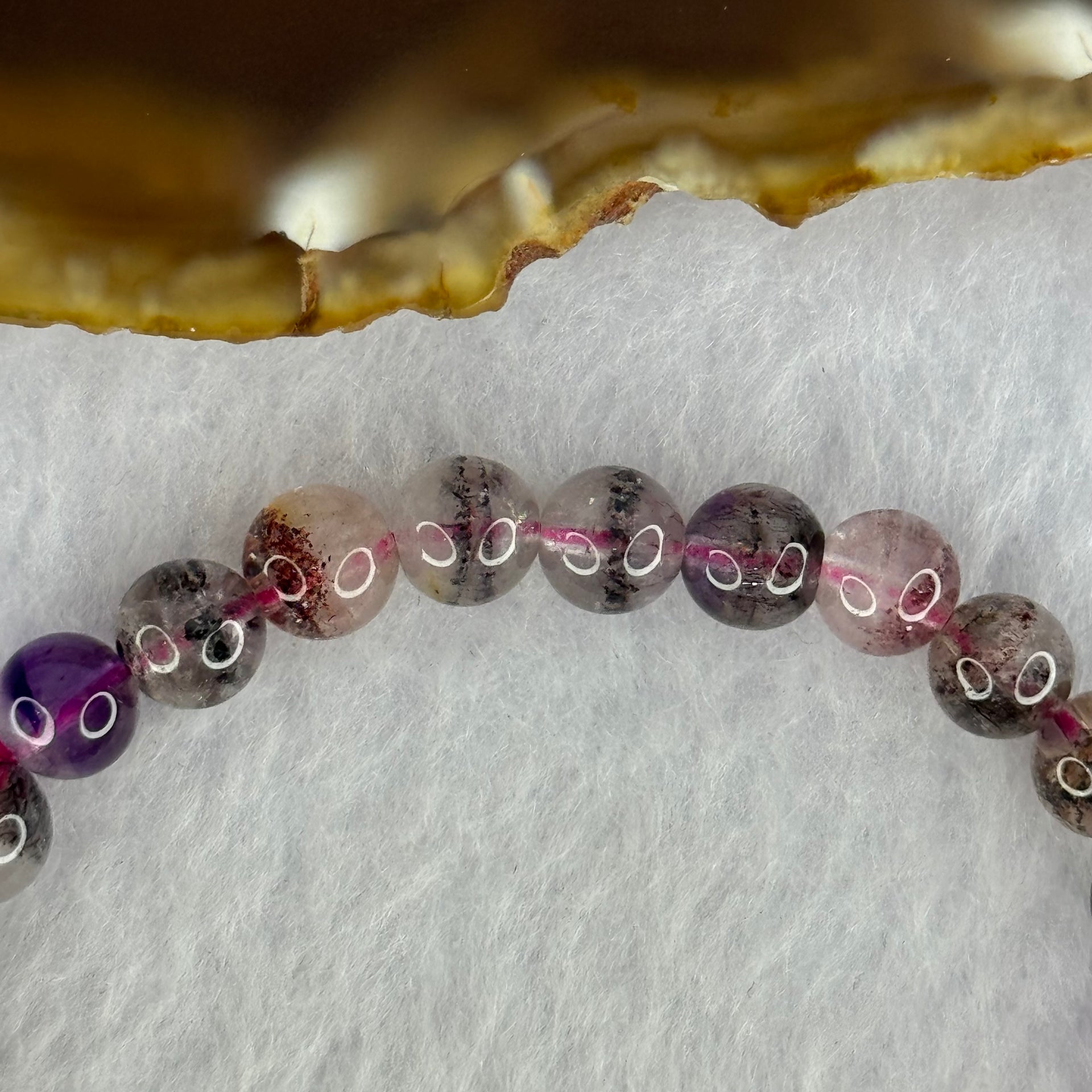 Natural Super 7 Beads Bracelet 10.42g 14cm 6.9mm 26 Beads - Huangs Jadeite and Jewelry Pte Ltd