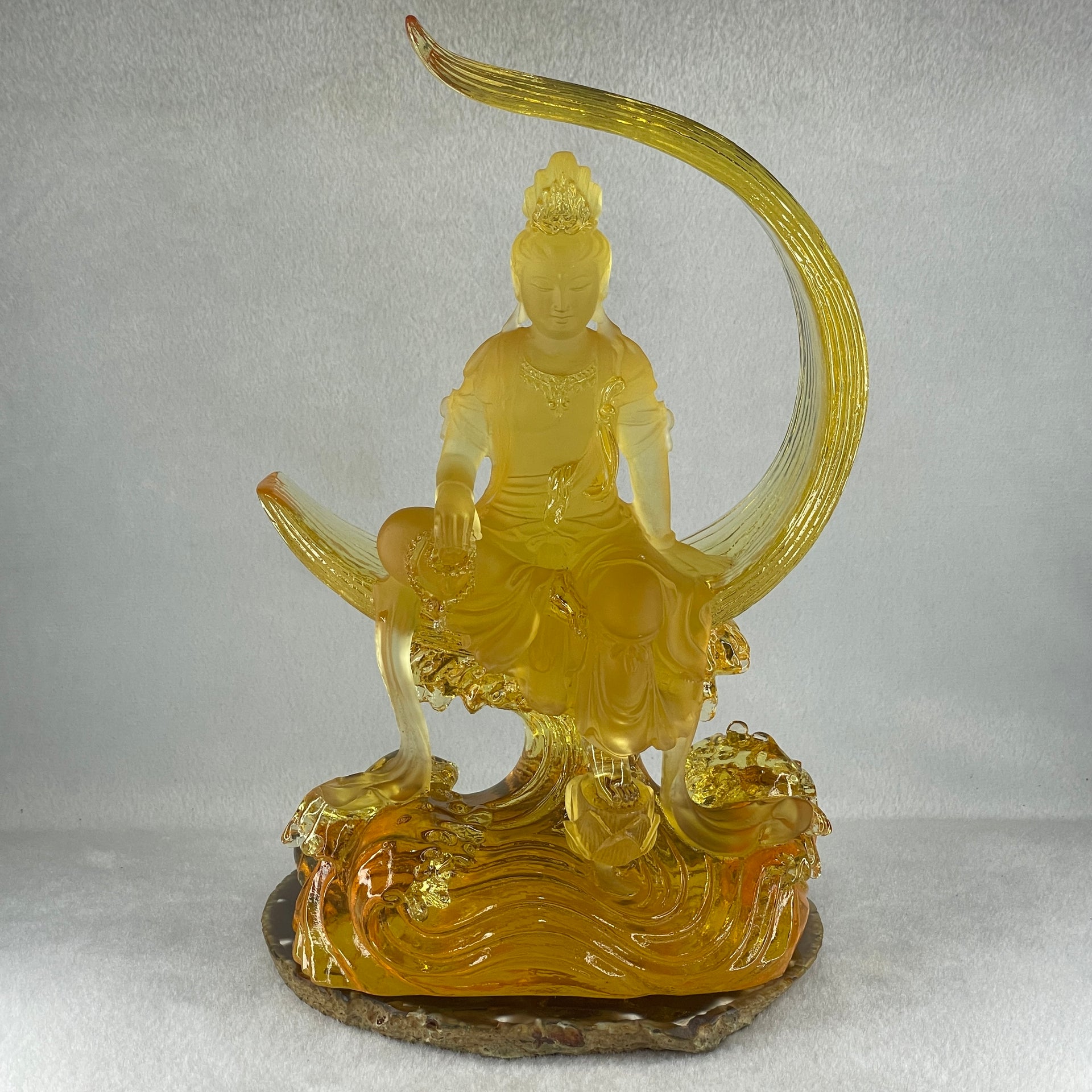 Liuli Yellow Guan Yin Display 2,012.9g 144.0 by 80.0 by 250.0mm - Huangs Jadeite and Jewelry Pte Ltd