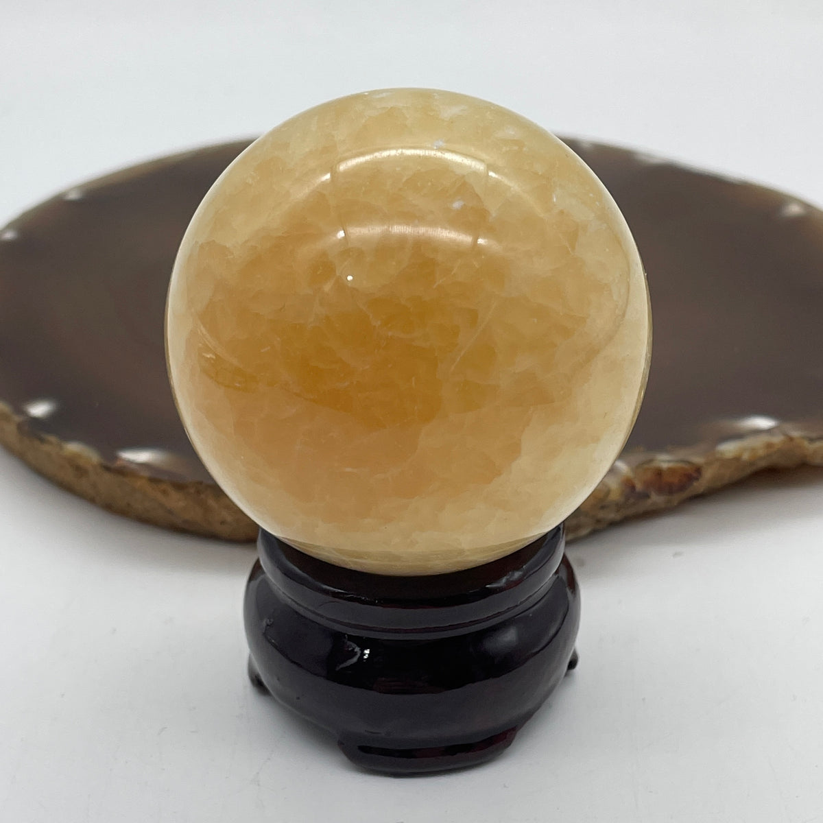 Natural Citrine Crystal Sphere Ball with Wooden Stand Display | (245.74g | 54.4mm | 74.2mm | Catalyst, "Merchant's Stone" Wealth & Abundance Magnet, 360° Energy Harmonizer & Feng Shui Financial Growth Catalyst)