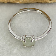 Type A Semi Icy Lavender Cabochon Jadeite in S925 Sliver Ring (Adjustable Size) 1.16g 5.2 by 3.0mm - Huangs Jadeite and Jewelry Pte Ltd