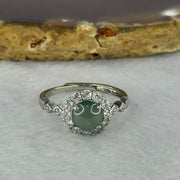 Type A Icy Blueish Green Jadeite with Crystals in S925 Sliver Ring (Adjustable Size) 1.77g 6.9 by 3.0mm - Huangs Jadeite and Jewelry Pte Ltd